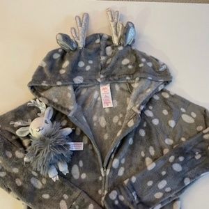 Pre-worn 12-14 justice toy pocket Reindeer pajamas sleeper plush christmas